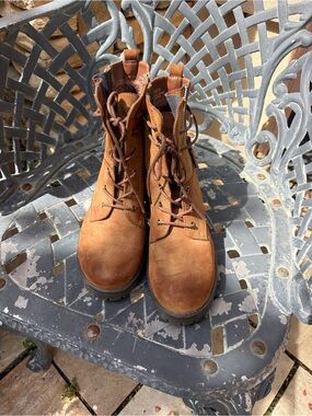WomensBrown Lace-Up Leather Work Boots